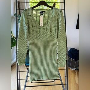 Zara Green Knit Sweater Like Dress - Size Medium